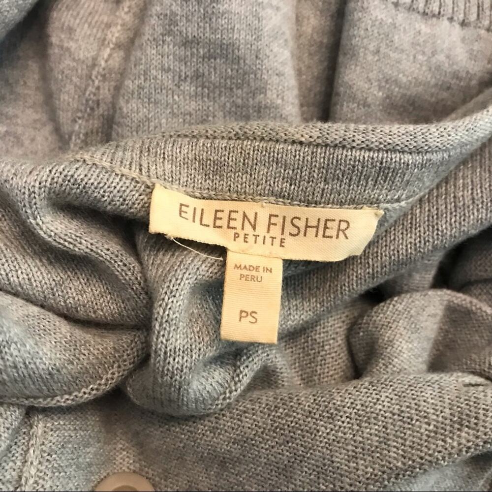 EILEEN FISHER Petite Double Breasted Gray Sweater Sz  PS - Picture 3 of 4